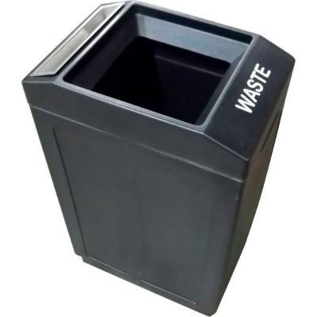 FORTE PRODUCTS Forte 39 Gallon Sidekick Open Top Waste Container w/Ashtray, Black - 8002044